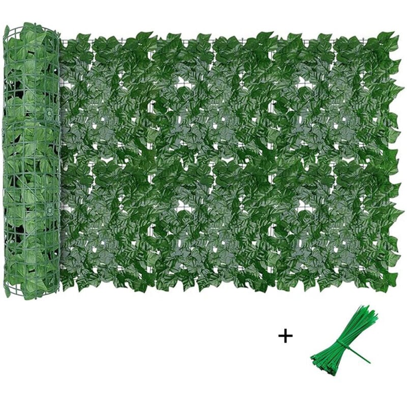 Sinbinta - Künstliche Efeu Hecke Sichtschutz, 100x300cm (2x50x300cm) Efeu Sichtschutz, Balkon Sichtschutz Efeu, Sichtschutz Balkon Blätter