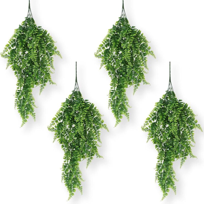 Künstliche Hängepflanze, 4 Stück, 80 cm, Kunstpflanzen für drinnen und draußen, künstlicher Efeu, Boston-Farn, Pflanze für Hochzeit, Party, Haus,