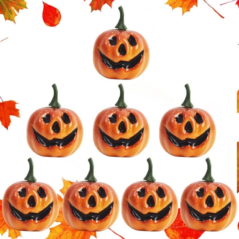 Künstliche Kürbisse Deko 8 Stück Mini Kürbisse, Schaumkürbis 4.5 cm,Herbst Dekoration Kürbis, Halloween Kürbis Deko, für Halloween Thanksgiving Party