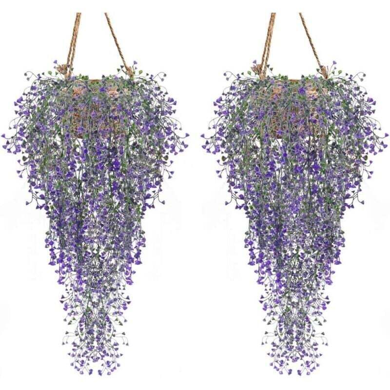 Künstliche Pflanzen, 2er-Set Efeu-Ranken, künstliche Pflanzen für drinnen und draußen, künstliche Blumen für Wand- und Gartendekoration – Lila