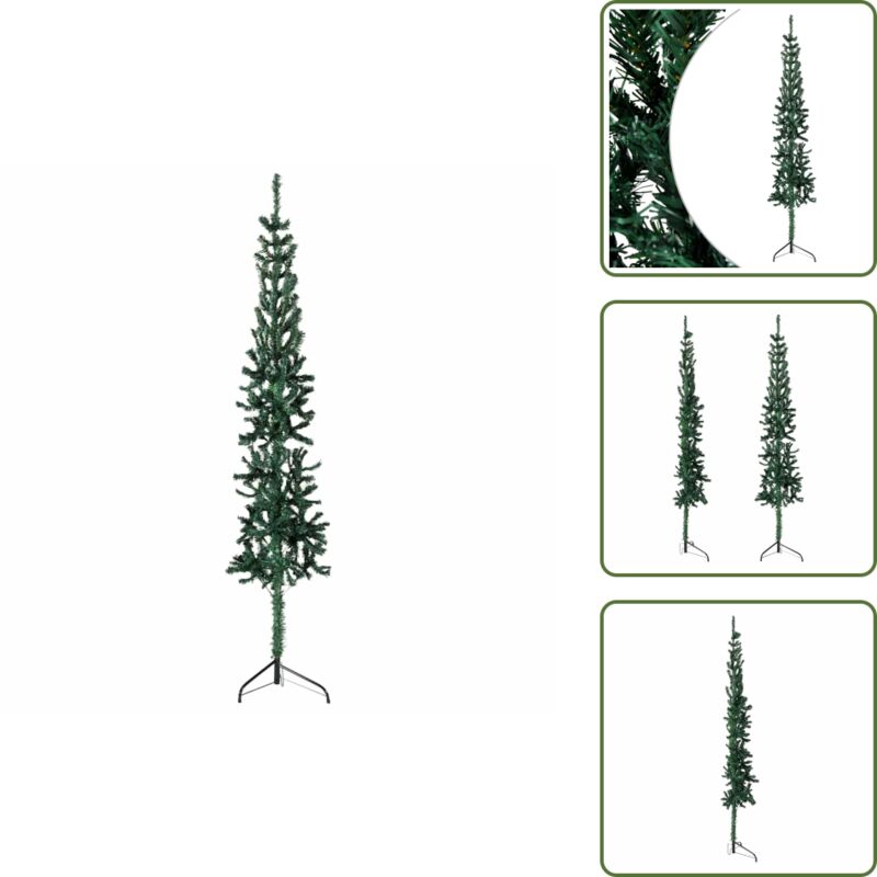The Living Store Künstlicher Halb-Weihnachtsbaum mit Ständer Schlank Grün 180 cm - Halb-Weihnachtsbaum