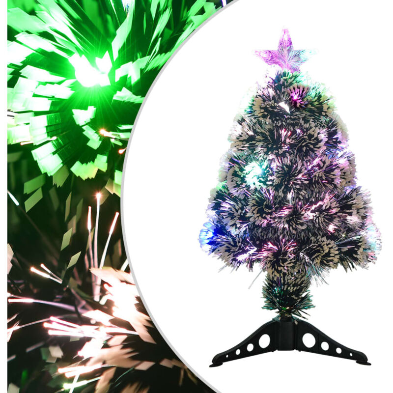 Weihnachtsbaum mit Beleuchtung Grün und Weiß 64cm Glasfaser vidaXL