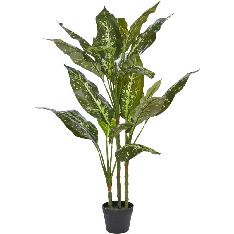 Kunstpflanze Grün und Schwarz Kunststoff 110 cm Dekoration Badezimmer Wohnzimmer Schlafzimmer Indoor Künstliche Pflanze Zimmerpflanze im Topf