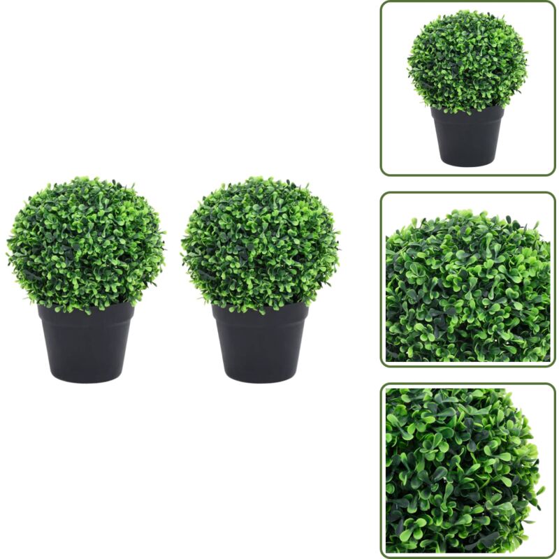 Künstliche Buchsbäume 2 Stk. mit Topf Kugelform Grün 27 cm - Künstliche Pflanzen - Buchsbaum - Küstnerpflanzen - Deko Pflanzen - Indoor Pflanzen