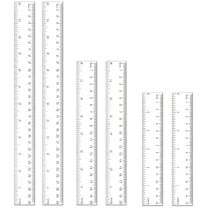 Kunststoff Lineal 6er Pack Lineal Transparent Flexibel Präzision Lineal Messwerkzeug Flexibel Präzision Lineal für Schule Büro Zuhause(6, 8, 12 Zoll)