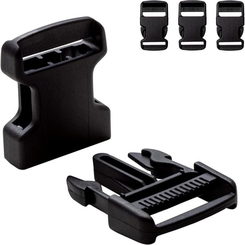 Kunststoffschnallen für Rucksäcke und Taschen – 10 Stück – Schnalle mit doppelter Öffnung für Accessoires, Nähen, Taschengurte, Kleidung – Schwarz,