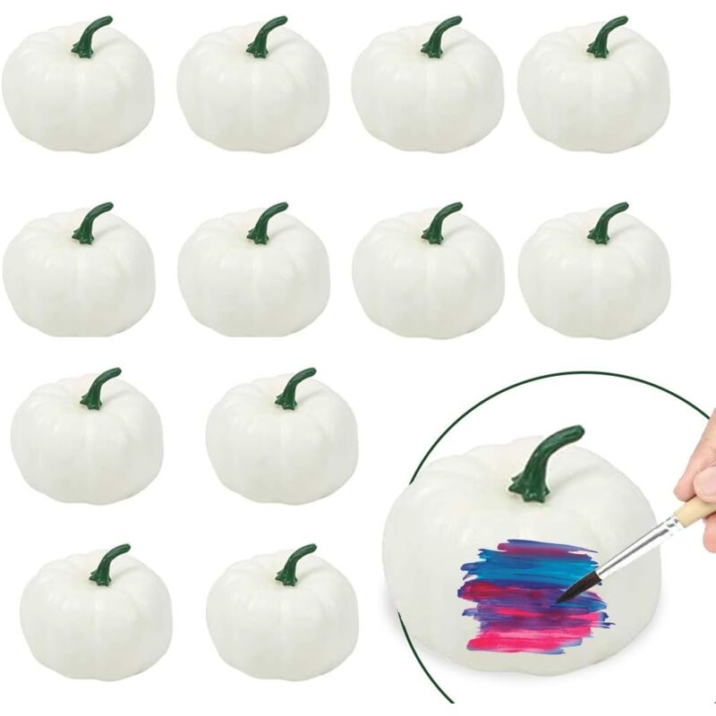 Kürbis-Halloween-Dekoration, Set mit 12 DIY-weißen Kürbissen, Mini-Kunstkürbis, dekorativer Kürbis für Thanksgiving, Dekoration, Garten, Hochzeit,