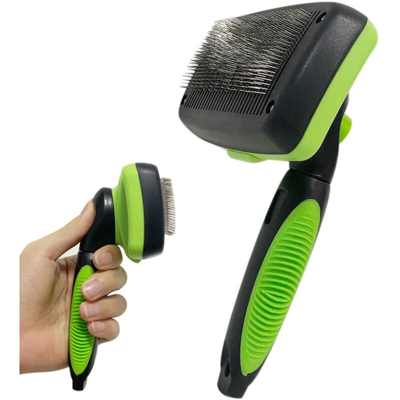 Kurzhaar-Katzenbürste, Katzenhaarbürste zur Fellpflege, selbstreinigende Hundepflegebürste, Fellpflegebürste mit abgerundeten Zinken für