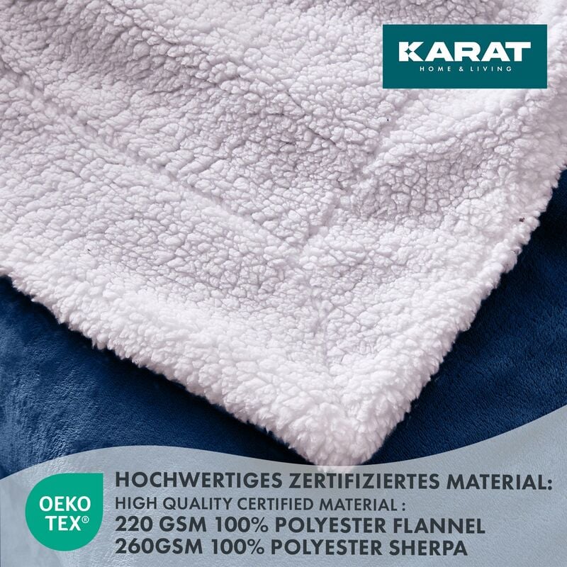 Kuscheldecke Glory Doppelseitig Dunkelblau 220 x 240 cm