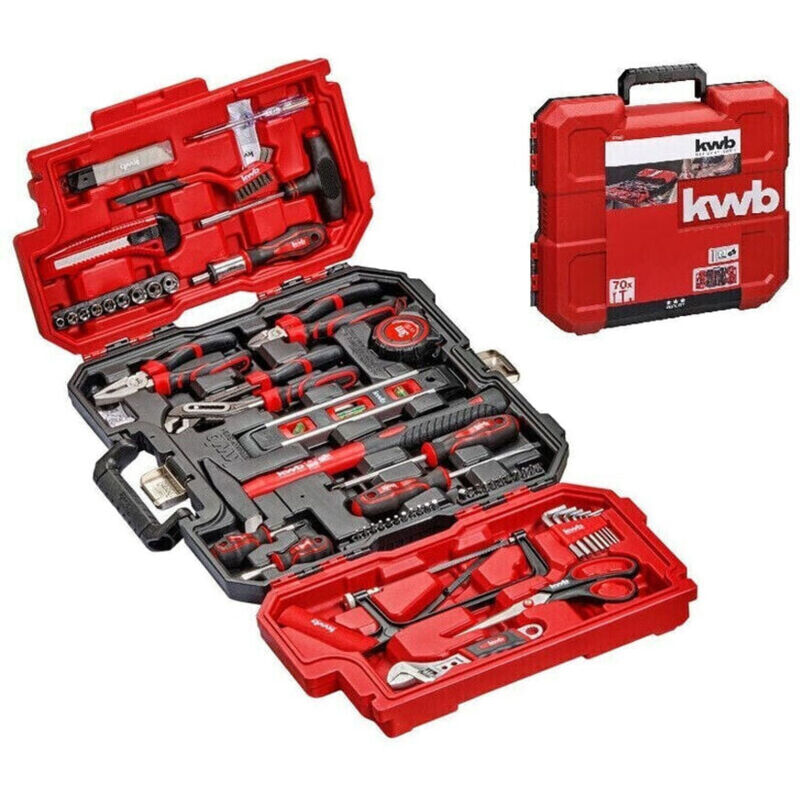 Werkzeug-Koffer inkl. Werkzeug-Set, 70-teilig, gefüllt, robust - KWB