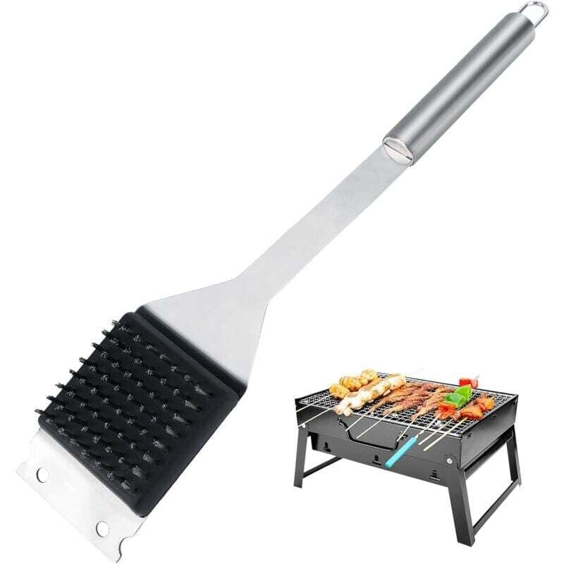 1 Stück Edelstahl-Grillbürste, Grillbürste und Schaber mit Deluxe-Griff, Grill-Reinigungsbürste für Barbecue-Grill, Gasgrill, alle Grills. - KZQ
