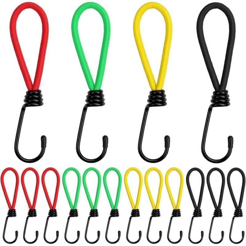16 Spanngurte mit Haken für Zelte, elastische Zeltgurte aus Gummi für Camping, Planen, Markisen und Zelte. - KZQ