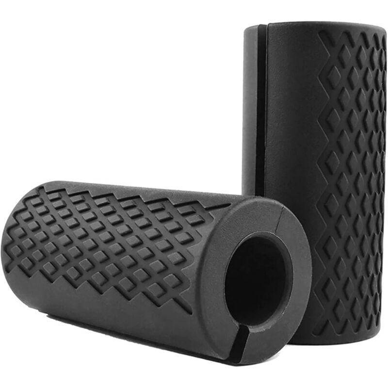 2 Hantelgriffe, Dicke Griffe zur Steigerung der Griffkraft, rutschfeste Griffe für Bodybuilding, Fitness, Griffkraft, Schwarz - KZQ