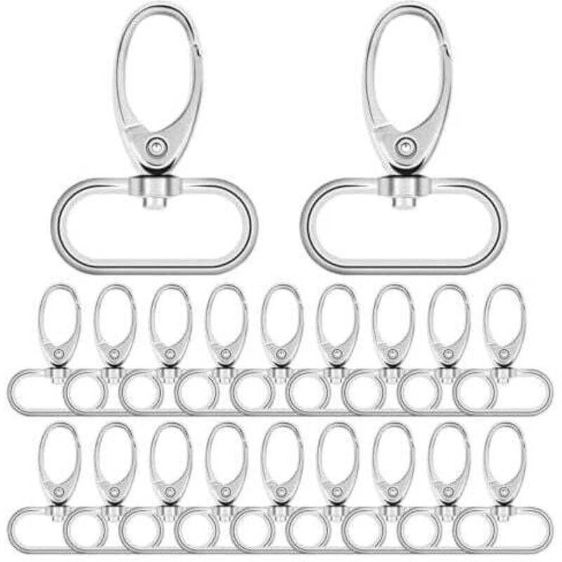 20 Stück Drehverschlusshaken, Drehverschlüsse, Metall, Karabinerverschlüsse, Karabiner, Schlüsselringe, Karabinerverschlüsse, Silber, 32 mm - KZQ