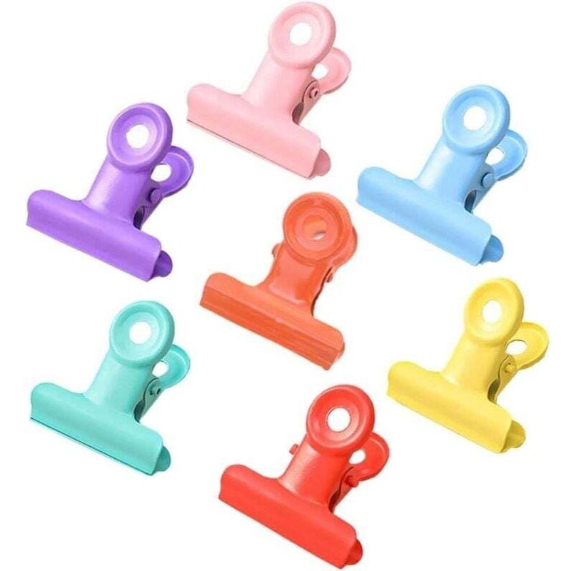 28er-Pack Metallscharnierklammern in 7 Farben, Binderklammern, kleine Bulldog-Klammern, für Lebensmitteltüten, Fotos, Kunsthandwerk und Bürobedarf.