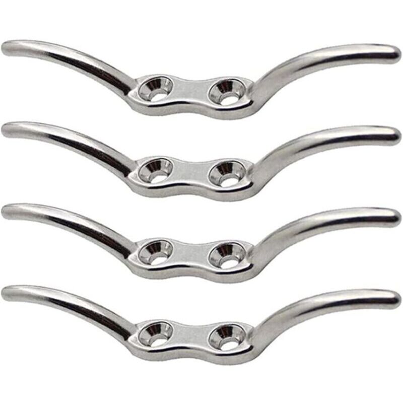 KZQ - 4 Edelstahl-Fahnenmast-Klampenhaken für Fahnenmasten, Boote, Yachten, Markisen und Planen.