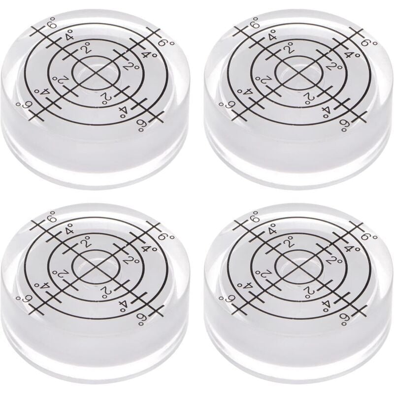 4 Stück 32 x 7 mm Rundwasserwaagen Mini Dosenlibellen mit Gradmarkierung zum Nivellieren, Kamerastative, Teleskope und Werkstatt-Drehteller, Weiß