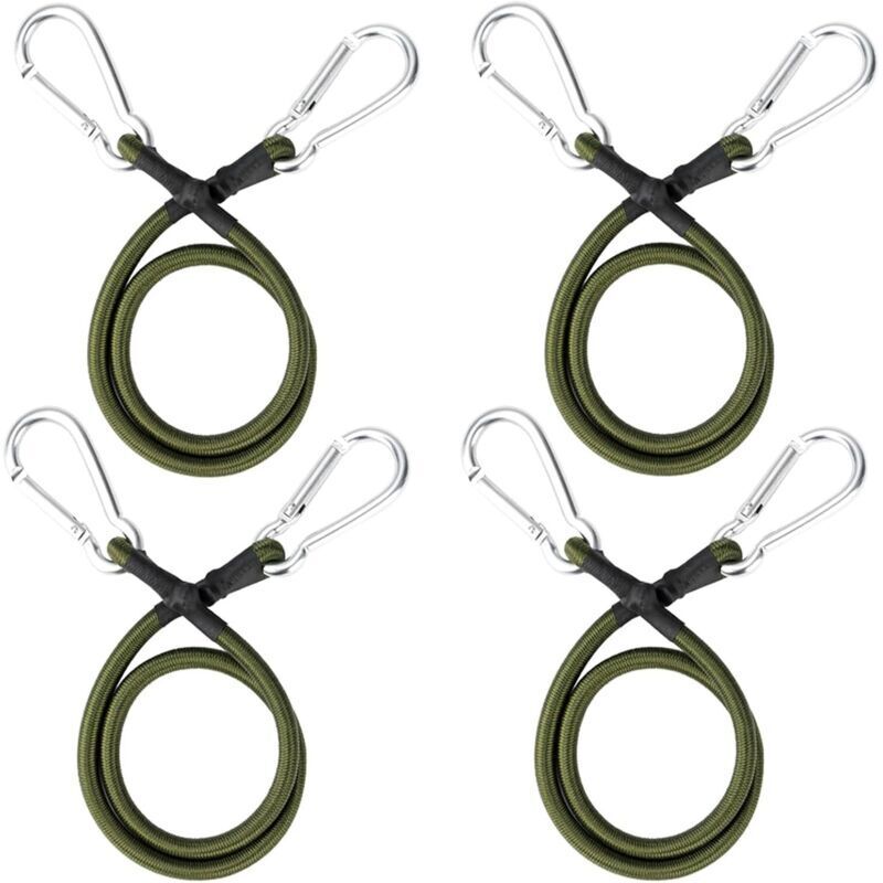 4er-Pack 60 cm Spanngurte mit Karabiner, Spanngurte mit Haken für Gepäck, Planen, Zelte, Gepäck und Fahrräder - KZQ