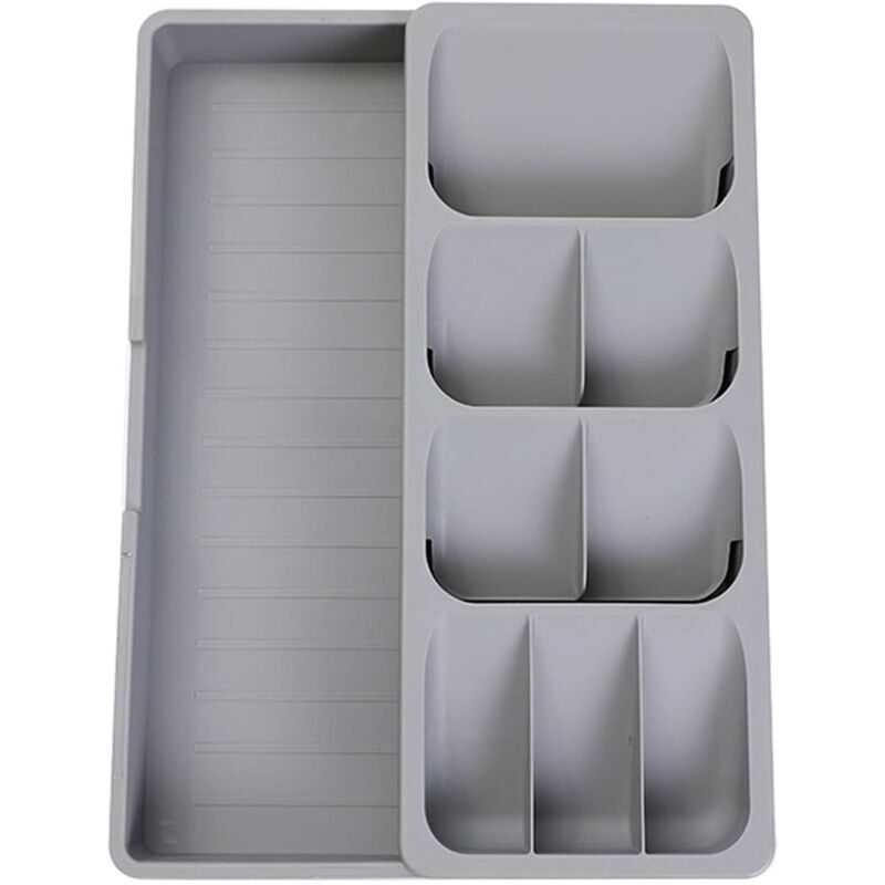 Besteck-Organizer-Tablett, erweiterbarer Organizer für Küchenschubladen, enthält Besteck, Löffel und Gabeln. - KZQ