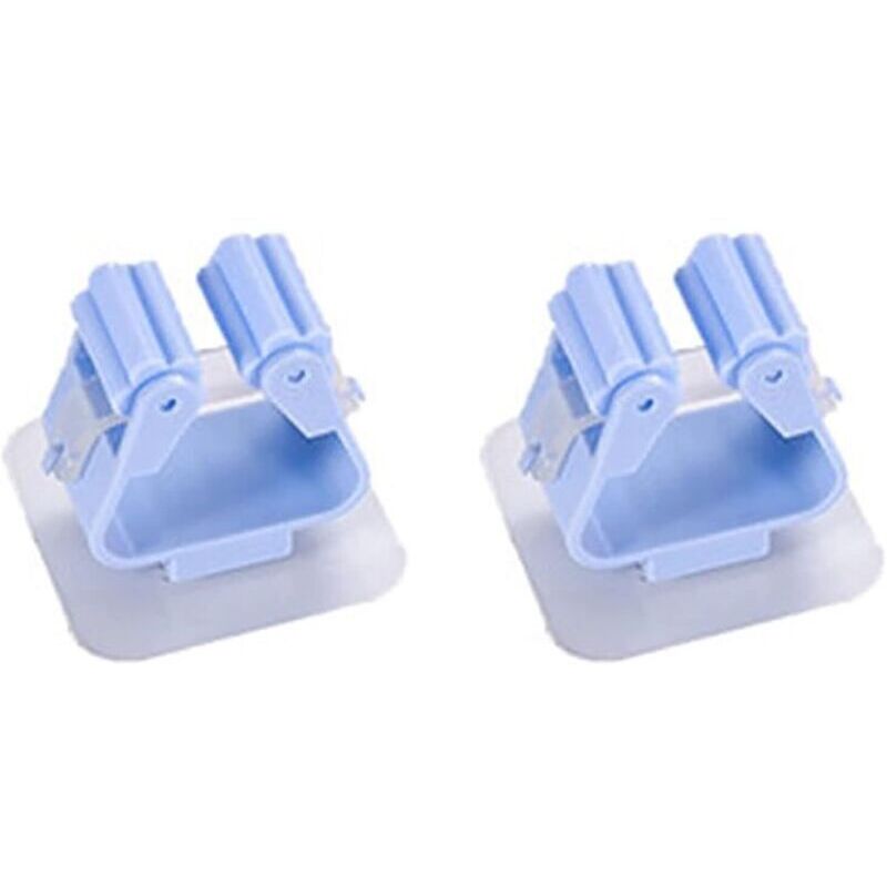 KZQ - Confezione da 2 porta scope e mocio da parete con nastro adesivo. Ideale per riporre scope, spazzole, organizzare casa, cucina, garage, bagno,