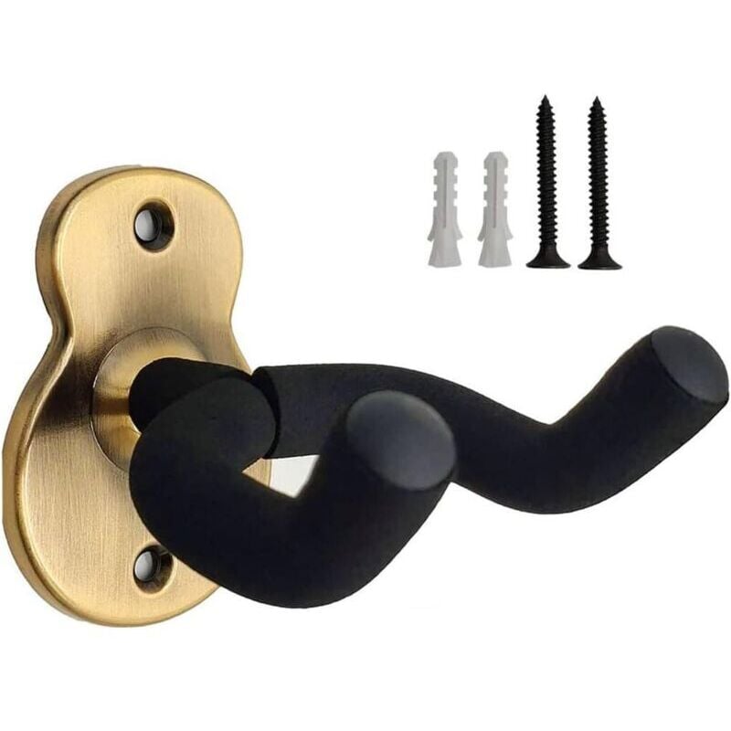 Gitarren-Wandhalterung, 2er-Pack, sicherer und stilvoller Wandhaken für Akustik- und E-Bassgitarren (2er-Pack), Bronze - KZQ