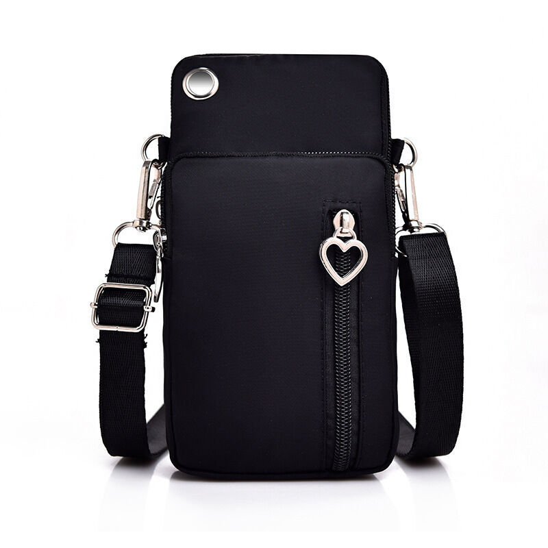 KZQ - Kleine, verstellbare Umhängetasche mit Handytasche, ideal für Handys unter 6 Zoll. Inklusive Kopfhöreranschluss.