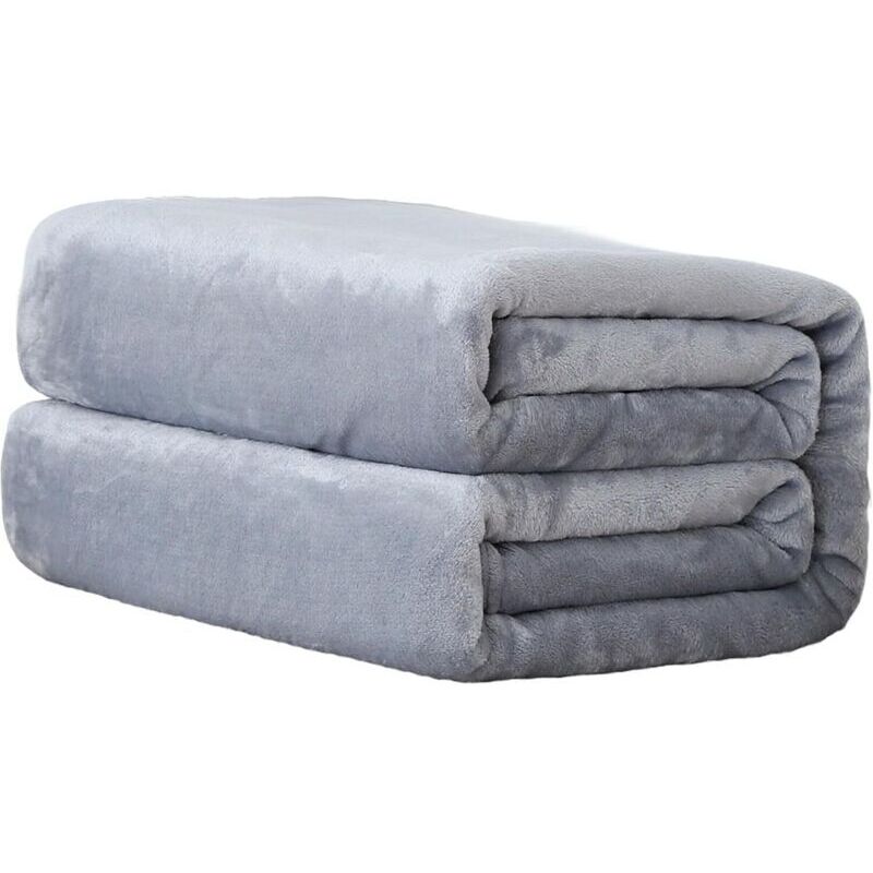 Superweiche Flanelldecke für Betten und Sofas. Bequeme und luxuriöse Sommerdecke aus Samt. Silber, 150 cm x 200 cm. - KZQ
