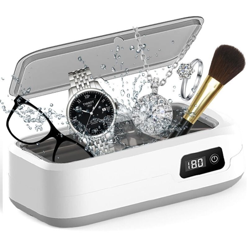 Ultraschallreiniger, 49 kHz Ultraschallreiniger für Brillen, 640 ml Ultraschallreiniger mit LED-Digitalanzeige, 4-Stufen-Reiniger mit Timer für