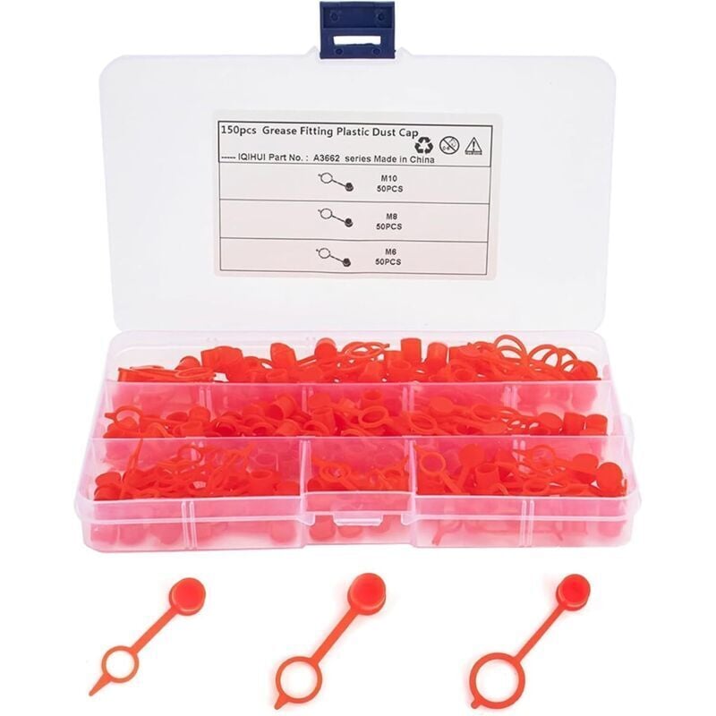 KZQ - Ventilkappen für Autoreifen, Kunststoff, M6, M8, M10, 150 Stück, passend für die meisten Autos und Motorräder (rot)