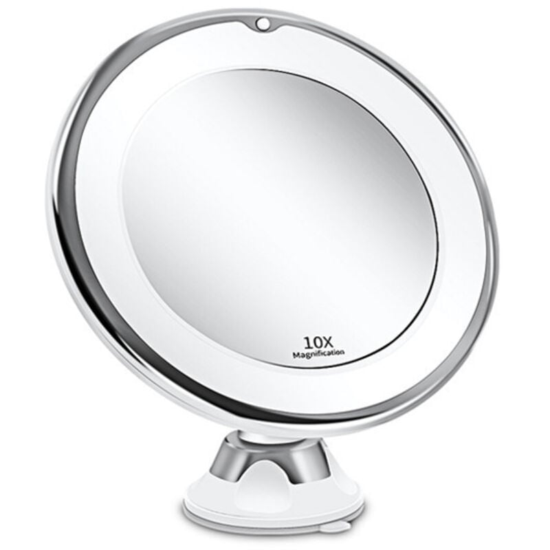 10-fach beleuchteter Vergrößerungsspiegel, 360° verstellbar, kabellos, starker Saugnapf für Badezimmer, Reisen - Lablanc