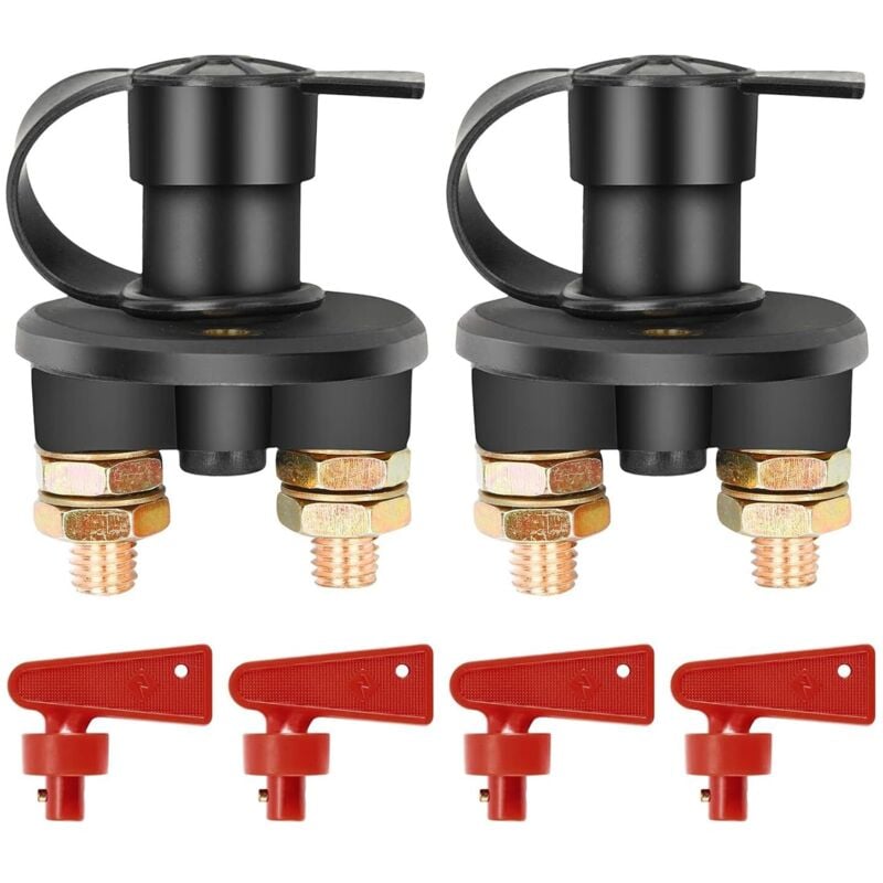 12 V/24 v Batterie-Trennschalter, 2 Stück Batterie-Trennschalter, Autobatterie-Schalter, Batterie-Trennschalter für Autos, Wohnmobile, LKWs, Schiffe,