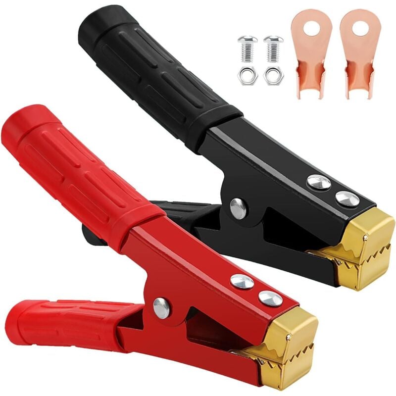 Lablanc - 2 Stück 1000 a Batterie-Krokodilklemmen, Kupfer-Autobatterieklemme, Auto-Starthilfeklemme, für Autobatterie-Ladegeräte (152 mm, rot +