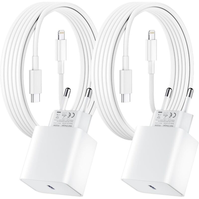 Lablanc - 2er-Pack für iPhone-Schnellladegerät, 20 w pd USB-C-Netzteil mit 2 m USB-C-auf-Lightning-Kabel für iPhone 14/14 Pro/13/13 Pro/13 Pro Max/13