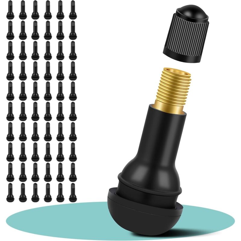 60 Stück Autoreifenventil TR413, Auto-Gummiventil, schlauchloses Reifenventil, einrastbare Gummiventile für Felgen für Auto, Motorrad, Fahrräder