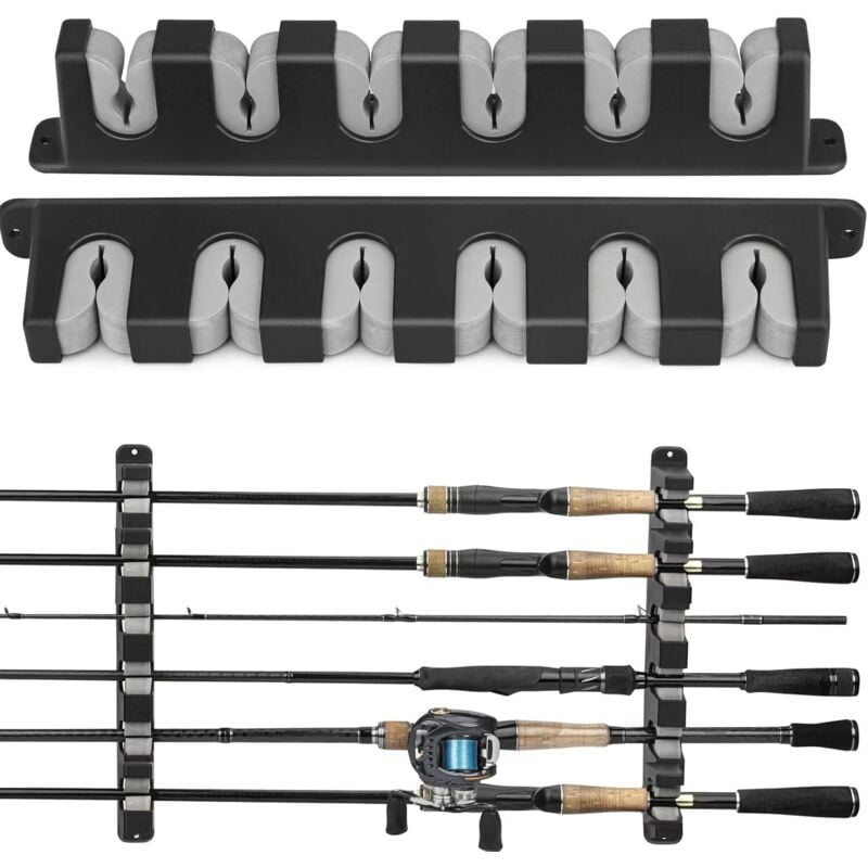 Angelrutenständer, Angelrutenständer, horizontale Wandhalterung, Angelrutenhalter für Garage, Boote, 6 Kombinationen von Angelruten, 1 Paar - Lablanc