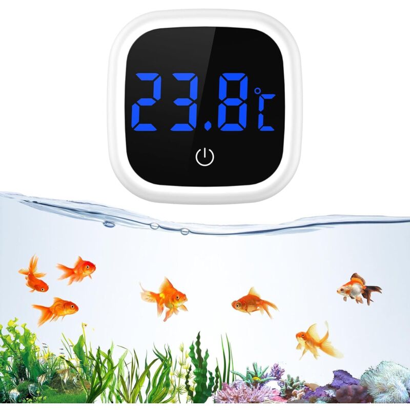 Aquarium-Thermometer, digitales LCD-Aquarium-Thermometer mit LED-Touchscreen, genauer Temperatursensor, Mini-Marine-Thermometer für Aquarium,