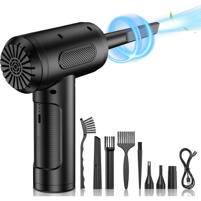 Druckluftgebläse, 3 Geschwindigkeiten, 91.000 U/min, Trockenluftbomben-PC-Gebläse, USB-wiederaufladbarer Computer-Staubentferner mit 6.000-mAh-Akku