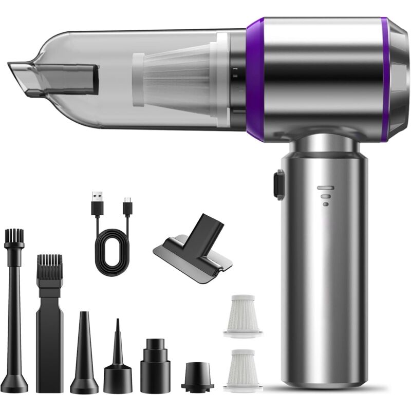 Handstaubsauger, 18.000 Pa, 3-in-1 leistungsstarker kabelloser Auto-Staubsauger, 3 Geschwindigkeiten 80.000 U/min, Mini-Akku-Staubsauger für pc,