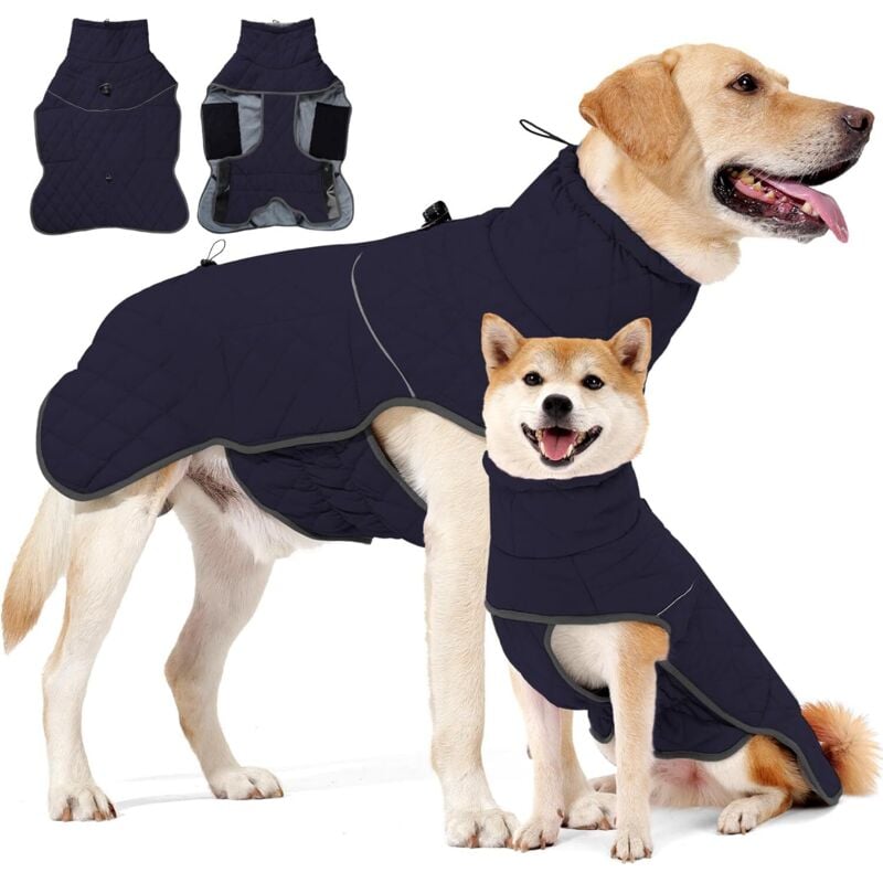 Hunde-Winterjacke mit wasserdichtem Riemen, D-förmige, umweltfreundliche warme Jacke, reflektierende Winterjacke für kleine, mittelgroße und große