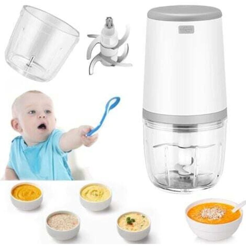 Mini-Mixer für Babys, Mini-Küchenmaschine, 300-ml-Babymixer, Mini-Elektrozerkleinerer, Mini-Küchenmaschine mit USB-Aufladung, elektrischer Mixer für