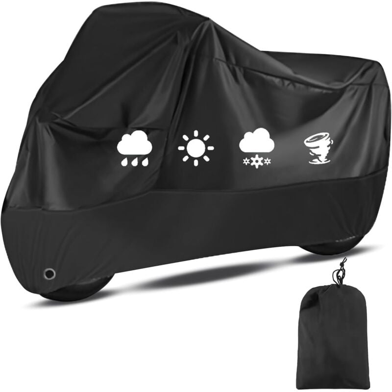 Motorradplane, 210D, wasserdicht, UV-beständig, Motorradabdeckung, winddicht, Outdoor-Plane für Motorrad, Roller, Moped (245 cm x 105 cm x 125 cm)