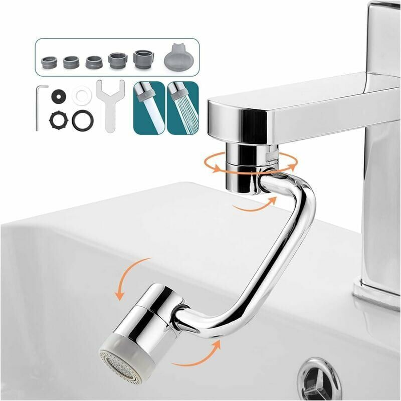 Lablanc - Multifunktionaler Verlängerungshahn, 1080°-Wassersprudler, Wasserhahn mit 2 Wasserauslassmodi für Küchen und Badezimmer, schwenkbarer