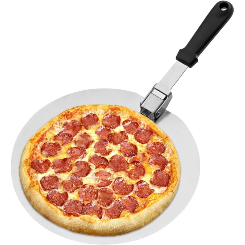 Runder Pizzaschieber aus Edelstahl, professioneller Pizzaschieber, mit Anti-Heiß-Anti-Rutsch-Griff, ideal für Kuchen, Pizza, Torten, 12 Zoll - Lablanc