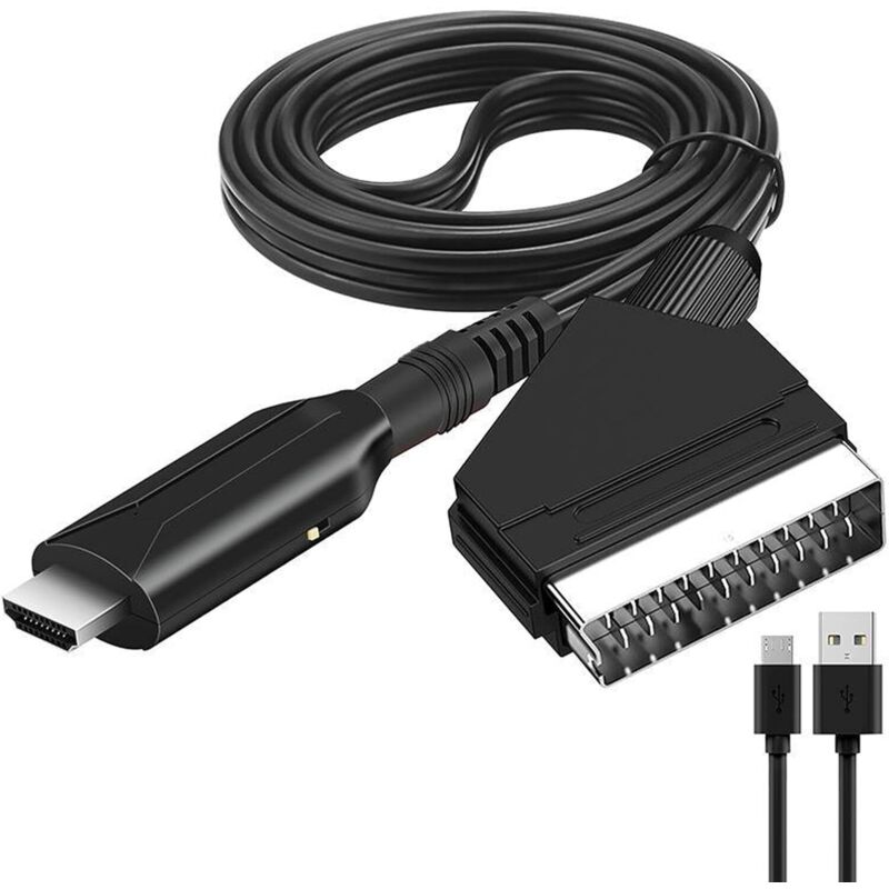 SCART-zu-HDMI-Konverter, Scart-zu-HDMI-Adapter für Fernseher, Scart-zu-HDMI, für Full-HD-Fernseher 720P/1080P, Audio-Video für Sky Blu-Ray-Player stb