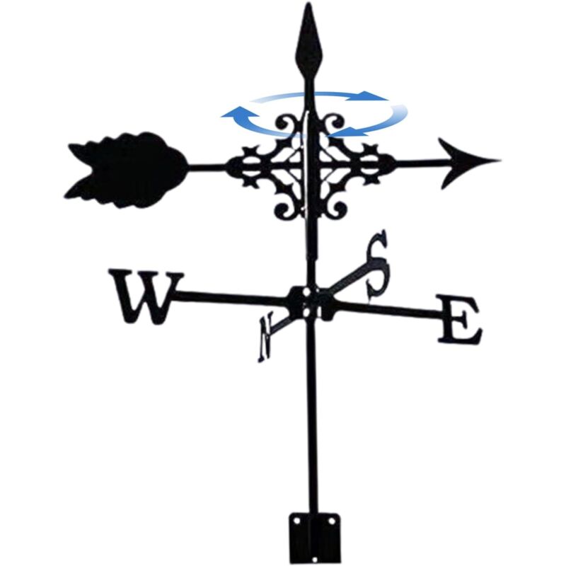 Wetterfahne für den Garten, Windrichtungsanzeiger aus Metall mit Pfeilverzierung, Wetterfahnen, Dachträger für Hof, Garten, Hofdekorationen,
