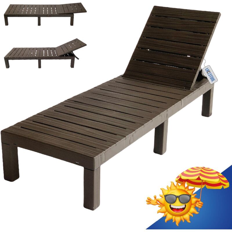 Lacestone Sonnenliege Gartenliege Poolliege Liegestuhl Strandliege Klappbar Relaxliege Braun Wetterfest PP 187x60cm