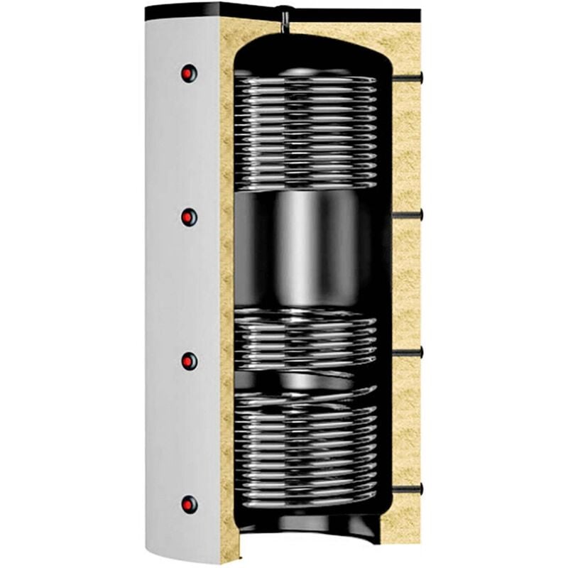Laddotank Pufferspeicher mit zwei WT, 800L, 100mm Vliesdämmung