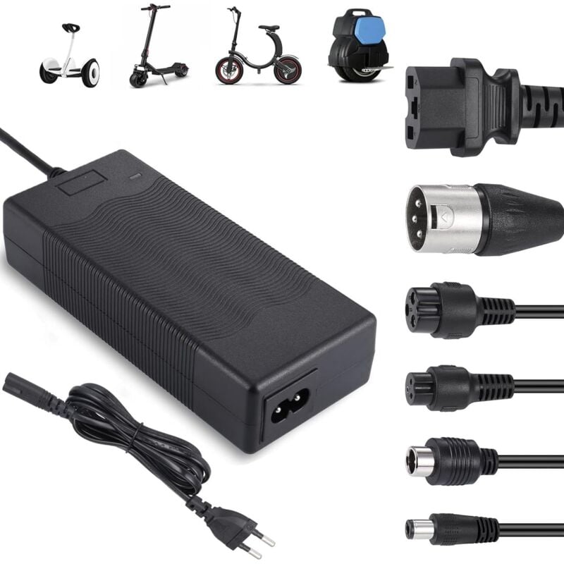 Ladegerät für Elektroroller, 42 V 2 A, universelles Hoverboard-Ladegerät für 36 V Lithiumbatterie mit 6 Anschlüssen, kompatibel mit Xiaomi M365,