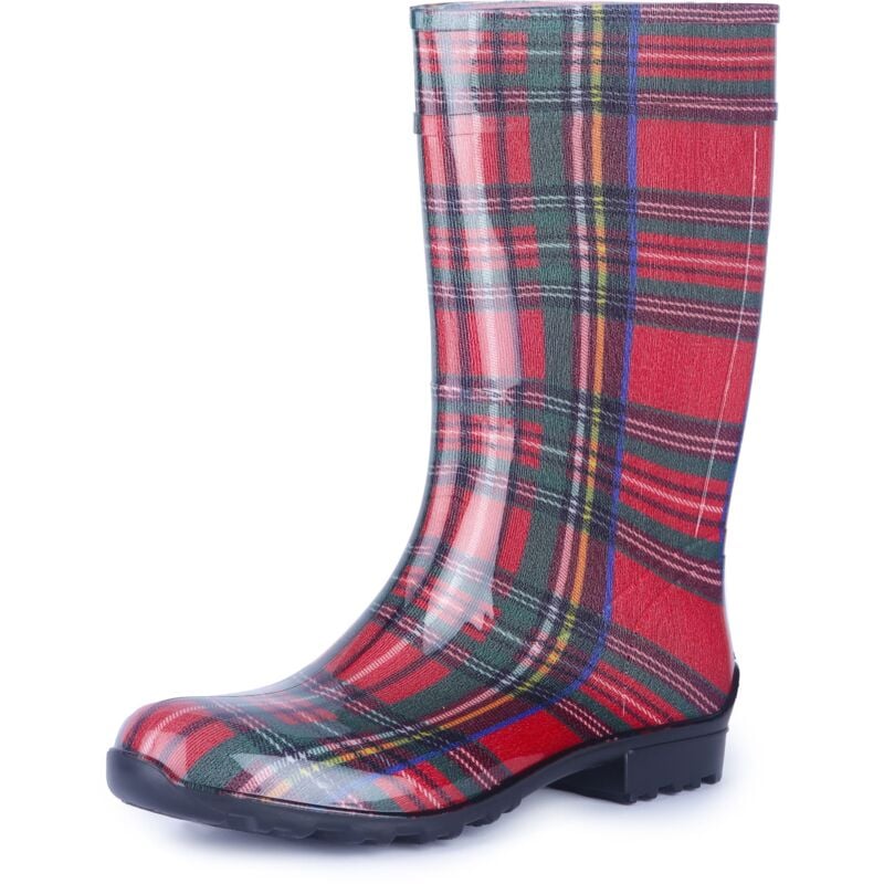 Ladeheid Damen Gummistiefel 100% Wasserdticht Regenstiefel Damen LA-967 (Rot/Gitter, 36 EU)