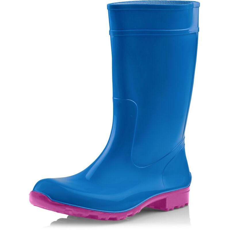 Ladeheid Damen Gummistiefel 100% Wasserdticht Regenstiefel Damen LA-967 (Blau/Rosa, 40 EU)